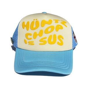 Hüntz chop is Sus blue yellow trucker hat